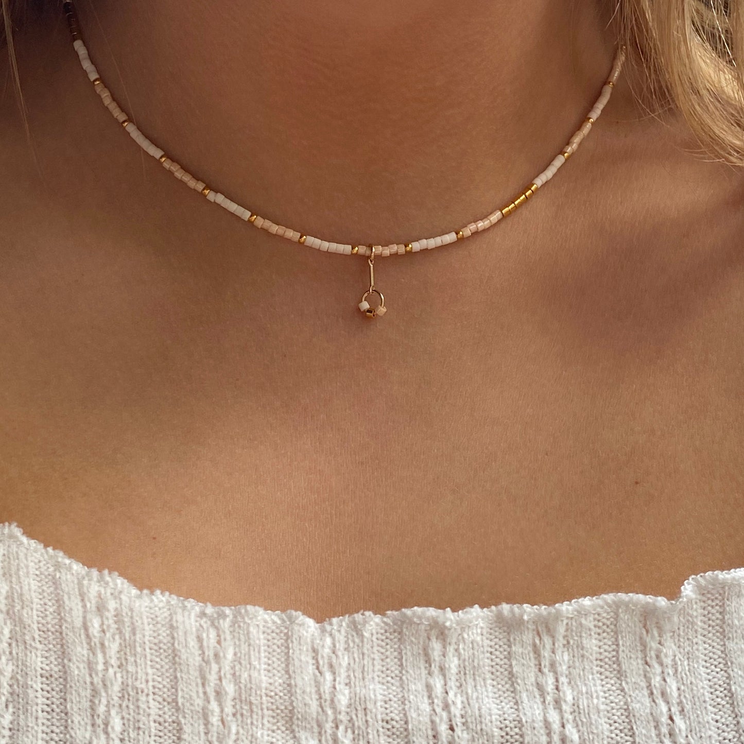 Tube Bead Stripe Necklace