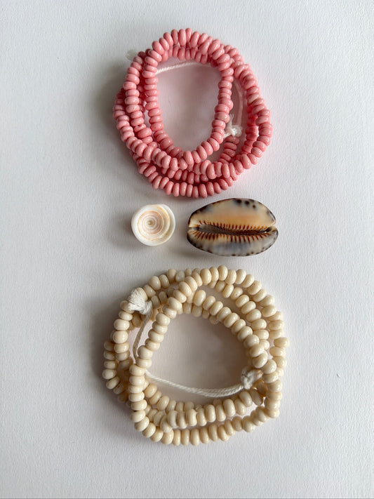 Pink Cowrie Necklace  ~ smaller shell & beads