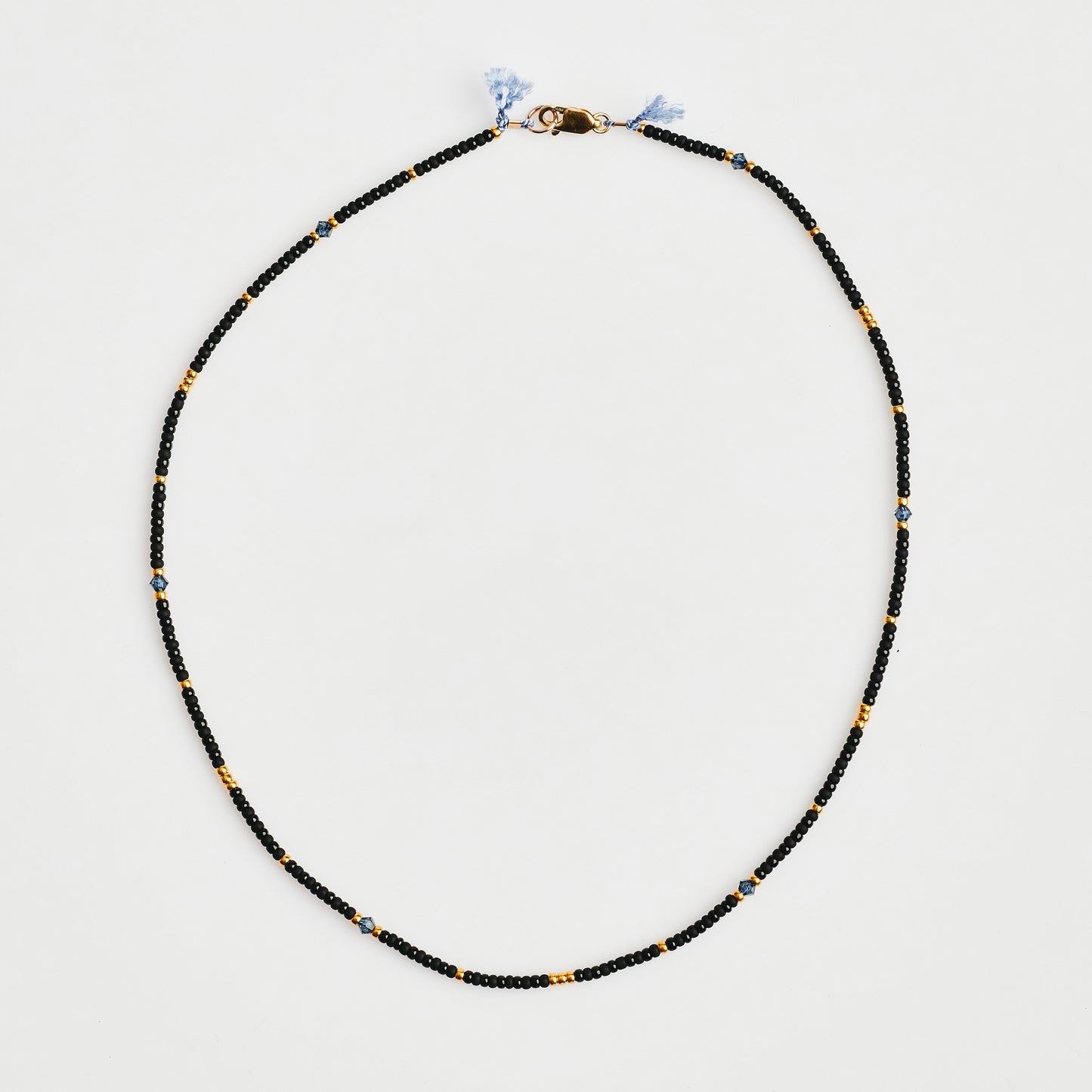 Crystal Black & Gold Fine Bead Necklace