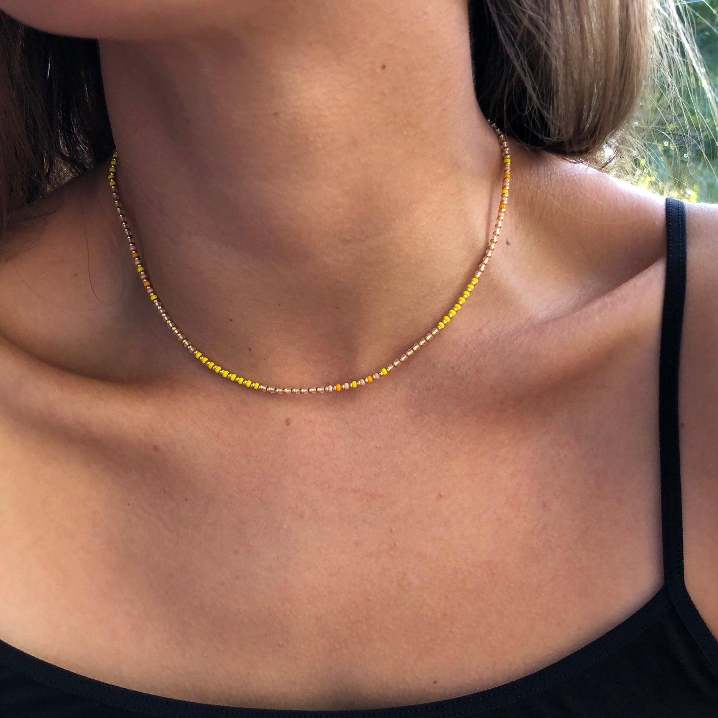 Mellow Yellow Fine Bead Choker / Necklace - Athena+Co - Jewellery - Jewelry - Beaded - Necklace - Bracelet - Fashion
