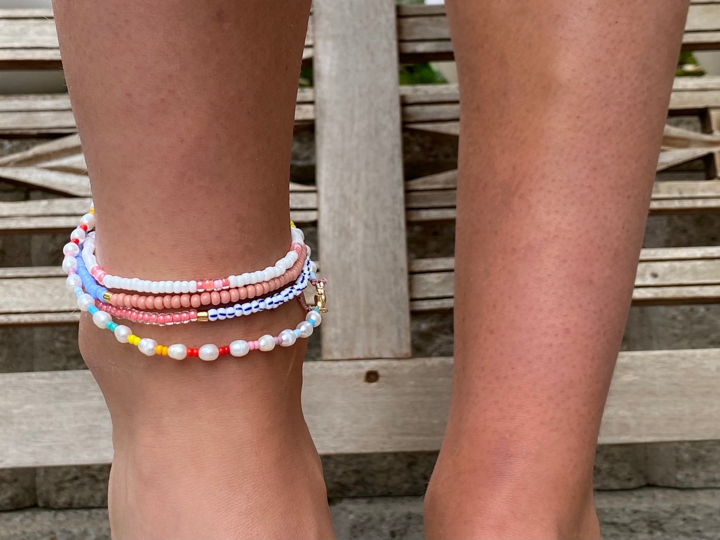 Pearls on Rainbow Anklet