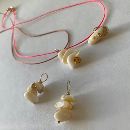 Shell 3 Bead Stack Charm